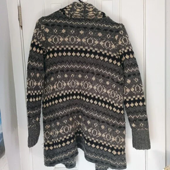 Charter Club Grey Cardigan Womens Small Petite Cute Stripe Woven Sweater - Picture 3 of 4